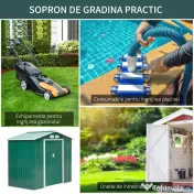 Outsunny Magazie Gradina din Otel, culoare verde, dimensiuni 213×127×18 cm 