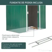 Outsunny Magazie Gradina din Otel, culoare verde, dimensiuni 213×127×18 cm 