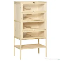 PawHut Cusca pentru Rozitori si Hamsteri cu 4 Rafturi cu Acoperis Trapa in Lemn 60x40x120cm | Aosom Romania