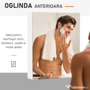 HOMCOM Dulap de Baie Suspendat cu Două Uși Frontale, Oglindă și 2 Rafturi Interioare din MDF, 60x15x75 cm, Alb 