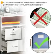 Homcom Dulap Suport Imprimanta – Alb cu Sertare, Roti & Depozitare