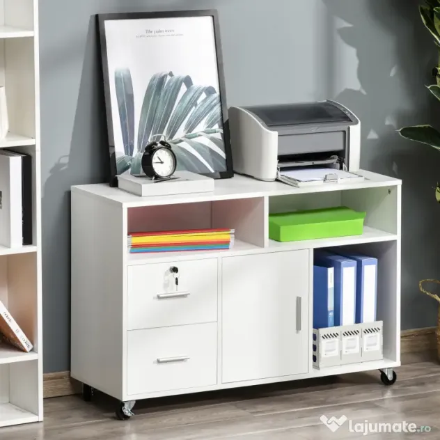 HOMCOM Mobilier Suport Imprimantă Dulapior Multifuncțional Design Compact și Elegant pentru Birou și Acasă | Aosom Romania