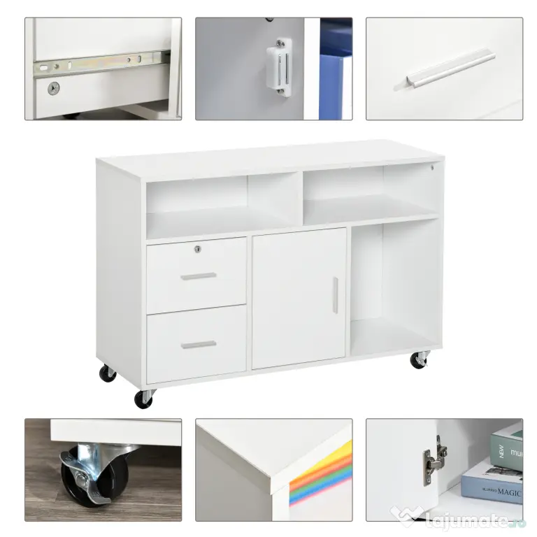 HOMCOM Mobilier Suport Imprimantă Dulapior Multifuncțional Design Compact și Elegant pentru Birou și Acasă | Aosom Romania