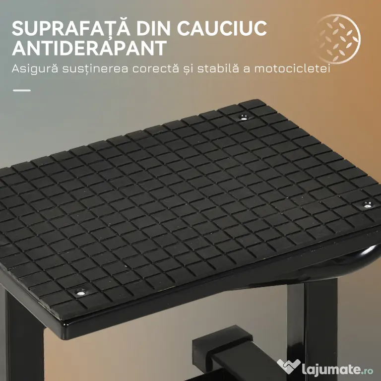 DURHAND Suport Motociclete din Oțel, Suport pentru Motociclete cu Suprafața și Manivelă din Cauciuc, 48x34x43 cm, Negru | Aosom Romania