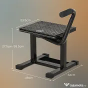 DURHAND Suport Motociclete din Oțel, Suport pentru Motociclete cu Suprafața și Manivelă din Cauciuc, 48x34x43 cm, Negru 