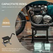 DURHAND Suport Motociclete din Oțel, Suport pentru Motociclete cu Suprafața și Manivelă din Cauciuc, 48x34x43 cm, Negru 