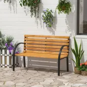 Outsunny Banca de Gradina sau Terasa cu 2 locuri, in Otel 122L x 60L x 83Hcm