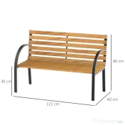 Outsunny Banca de Gradina sau Terasa cu 2 locuri, in Otel 122L x 60L x 83Hcm