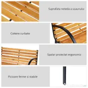 Outsunny Banca de Gradina sau Terasa cu 2 locuri, in Otel 122L x 60L x 83Hcm