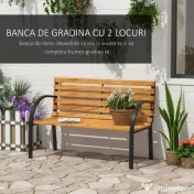 Outsunny Banca de Gradina sau Terasa cu 2 locuri, in Otel 122L x 60L x 83Hcm