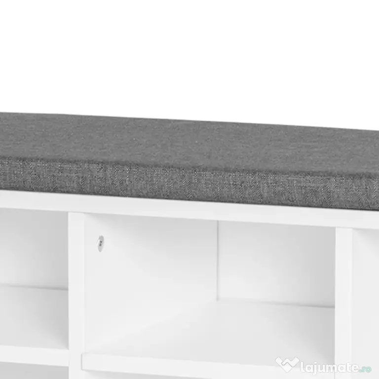 HOMCOM Bancheta Pantofar cu Rafturi Reglabile, Mobilier Hol din Lemn, Alb și Gri, 104x30x48cm | Aosom Romania