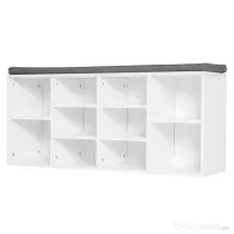 Homcom Bancuta Pantofi – 104×30×48 cm, Alb/Gri cu Rafturi Reglabile