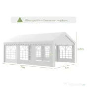 Outsunny Foisor pentru Exterior, Marchiza pentru Petreceri, Nunta si Cadru din Otel, 6 x 4 m 