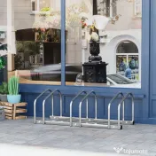 HOMCOM Suport Parcare Biciclete din Oțel, Organizare Eficientă, 70.5x33x27cm, Argintiu | Aosom Romania