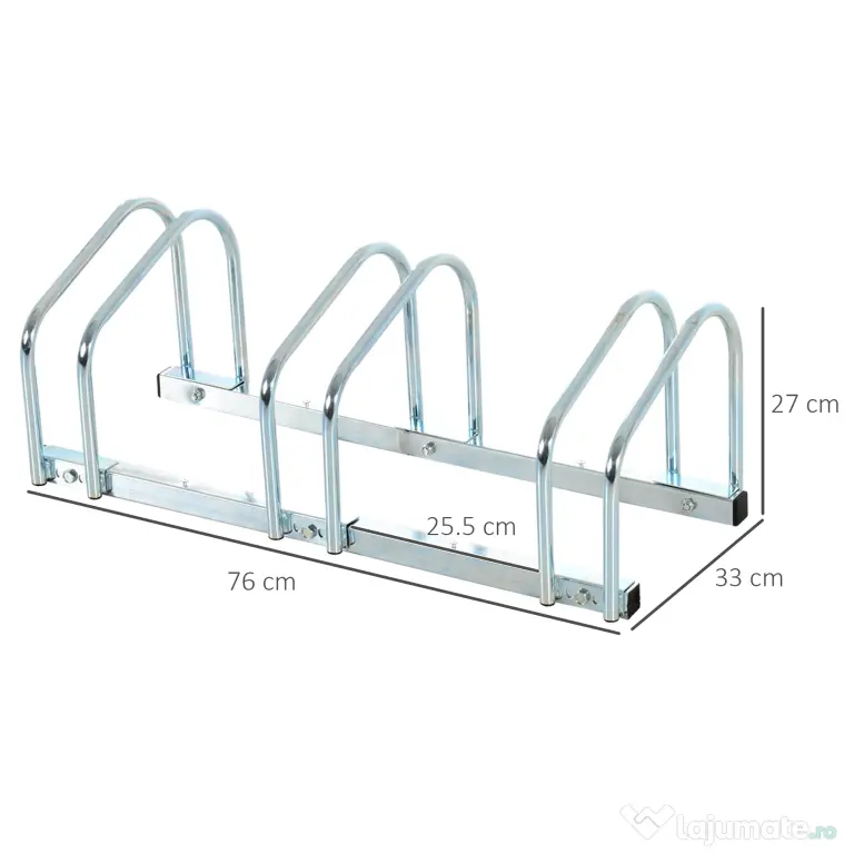 HOMCOM Suport Parcare Biciclete din Oțel, Organizare Eficientă, 70.5x33x27cm, Argintiu | Aosom Romania