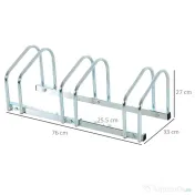 HOMCOM Suport Parcare Biciclete din Oțel, Organizare Eficientă, 70.5x33x27cm, Argintiu | Aosom Romania