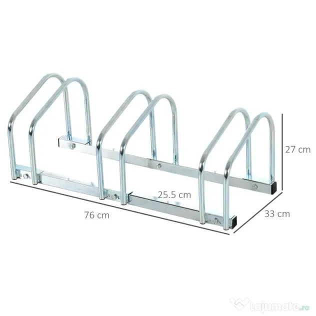 HOMCOM Suport Parcare Biciclete din Oțel, Organizare Eficientă, 70.5x33x27cm, Argintiu | Aosom Romania