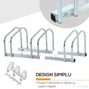 HOMCOM Suport Parcare Biciclete din Oțel, Organizare Eficientă, 70.5x33x27cm, Argintiu | Aosom Romania