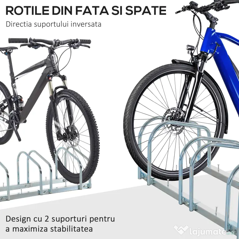 HOMCOM Suport Parcare Biciclete din Oțel, Organizare Eficientă, 70.5x33x27cm, Argintiu | Aosom Romania