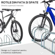 HOMCOM Suport Parcare Biciclete din Oțel, Organizare Eficientă, 70.5x33x27cm, Argintiu | Aosom Romania