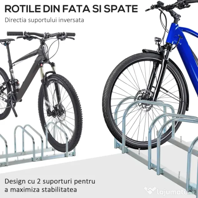 HOMCOM Suport Parcare Biciclete din Oțel, Organizare Eficientă, 70.5x33x27cm, Argintiu | Aosom Romania