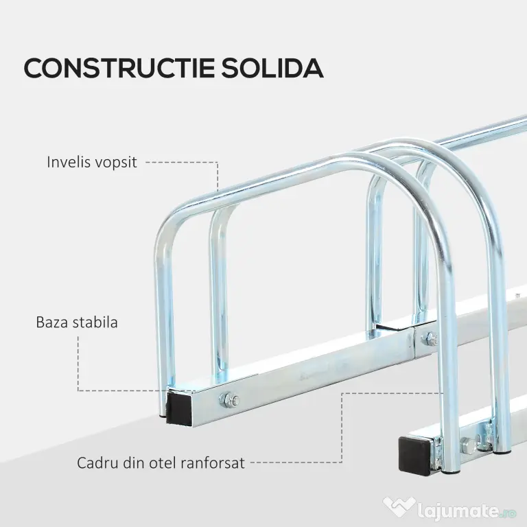HOMCOM Suport Parcare Biciclete din Oțel, Organizare Eficientă, 70.5x33x27cm, Argintiu | Aosom Romania