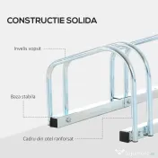 HOMCOM Suport Parcare Biciclete din Oțel, Organizare Eficientă, 70.5x33x27cm, Argintiu | Aosom Romania