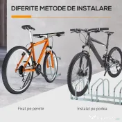 HOMCOM Suport Parcare Biciclete din Oțel, Organizare Eficientă, 70.5x33x27cm, Argintiu | Aosom Romania