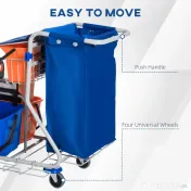 HOMCOM Carucior de Curatare Profesional cu 4 Galeti 18L / 6L Albastru si Portocaliu | Aosom Romania 