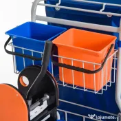 HOMCOM Carucior de Curatare Profesional cu 4 Galeti 18L / 6L Albastru si Portocaliu | Aosom Romania 