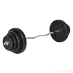 HOMCOM Set Haltere Profesional de 70 kg cu 8 Discuri de Greutate și Bară Curbată din Oțel, Dimensiuni 140x38.5x38.5cm | Aosom România