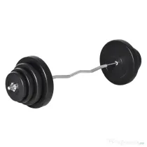 HOMCOM Set Haltere Profesional de 70 kg cu 8 Discuri de Greutate și Bară Curbată din Oțel, Dimensiuni 140x38.5x38.5cm | Aosom România