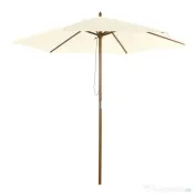 Outsunny Umbrelă Rotundă de Grădină din Bambus și Poliester 2.5x2.3m Crem/Alb | Aosom Romania