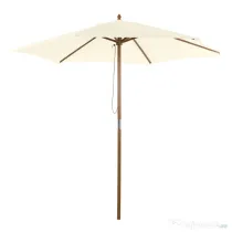 Outsunny Umbrelă Rotundă de Grădină din Bambus și Poliester 2.5x2.3m Crem/Alb | Aosom Romania
