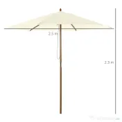 Outsunny Umbrelă Rotundă de Grădină din Bambus și Poliester 2.5x2.3m Crem/Alb | Aosom Romania
