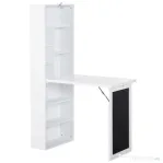 HOMCOM Birou Pliabil 2‑in‑1 – Cu Biblioteca si Tabla, Alb
