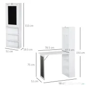 HOMCOM Birou Pliabil 2‑in‑1 – Cu Biblioteca si Tabla, Alb 