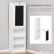 HOMCOM Birou Pliabil 2‑in‑1 – Cu Biblioteca si Tabla, Alb 