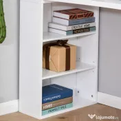 HOMCOM Birou Pliabil 2‑in‑1 – Cu Biblioteca si Tabla, Alb 