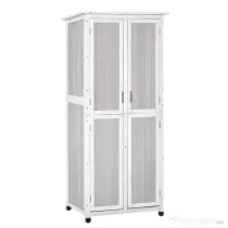 Outsunny Magazie Unelte Lemn Brad 3 Niveluri, Acoperiș Bitum Impermeabil, Cu Cârlige, 77x58x175cm, Gri | Aosom Romania