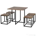 Homcom Set Masa Bar Industrial – 5 Piese (Masa + 4 Scaune)
