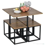 Homcom Set Masa Bar Industrial – 5 Piese (Masa + 4 Scaune)