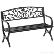Outsunny Bancă pentru Grădină pentru Exterior din Metal și Fontă, Încărcare maximă 240 kg127×60×85 cm, Negru | Aosom Romania 