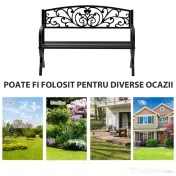 Outsunny Bancă pentru Grădină pentru Exterior din Metal și Fontă, Încărcare maximă 240 kg127×60×85 cm, Negru | Aosom Romania 