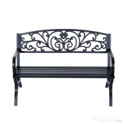 Outsunny Bancă pentru Grădină pentru Exterior din Metal și Fontă, Încărcare maximă 240 kg127×60×85 cm, Negru | Aosom Romania 