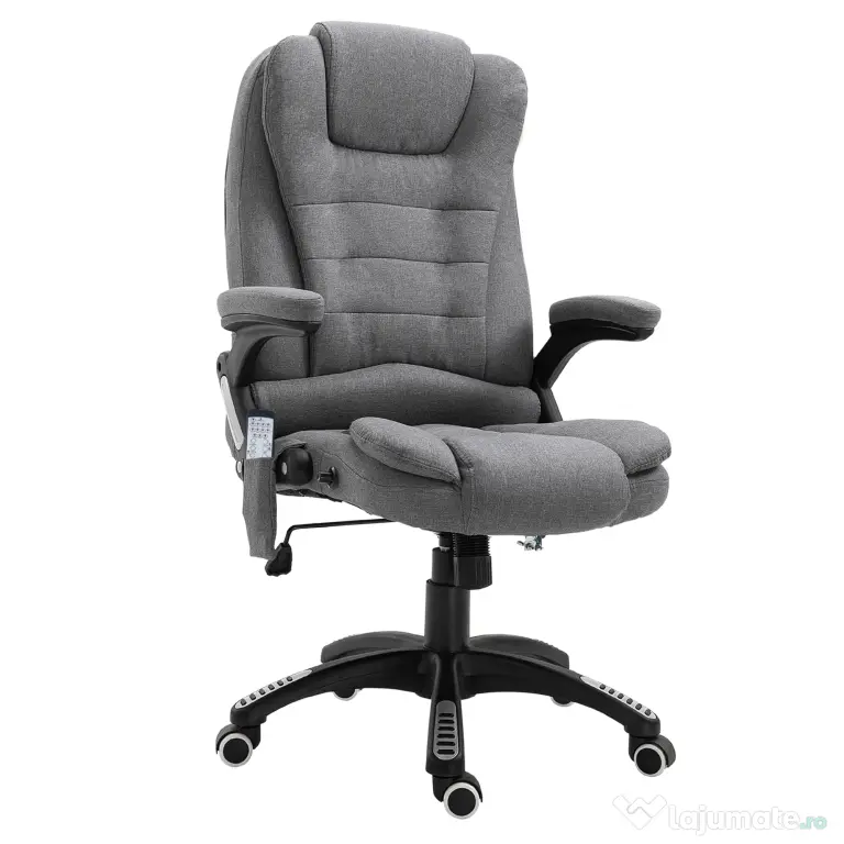 Vinsetto Fotoliu Relax cu 6 Zone de Masaj, Spătar Reglabil și Design Ergonomic, Gri | Aosom Romania