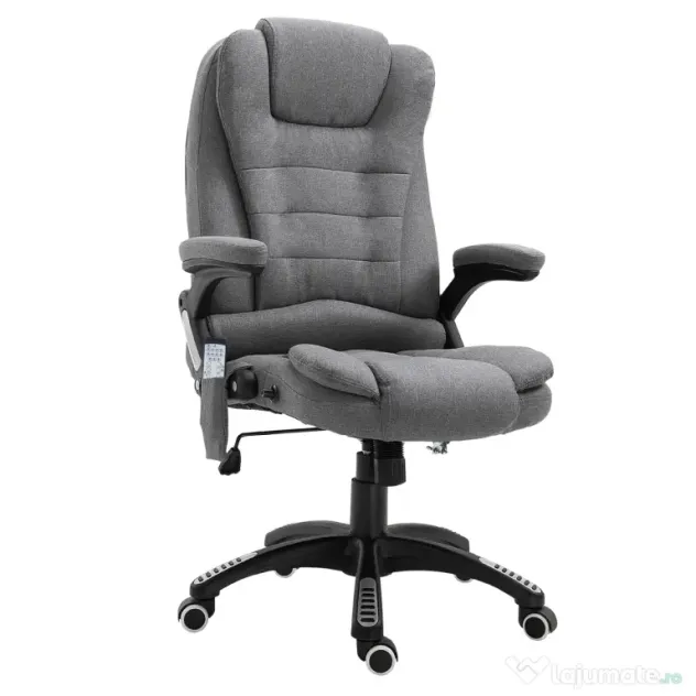 Vinsetto Fotoliu Relax cu 6 Zone de Masaj, Spătar Reglabil și Design Ergonomic, Gri | Aosom Romania