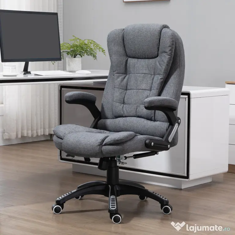 Vinsetto Fotoliu Relax cu 6 Zone de Masaj, Spătar Reglabil și Design Ergonomic, Gri | Aosom Romania