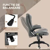 Vinsetto Fotoliu Relax cu 6 Zone de Masaj, Spătar Reglabil și Design Ergonomic, Gri | Aosom Romania