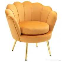 Homcom Fotoliu Vintage Design – Catifea Galbena pentru Living sau Dormitor